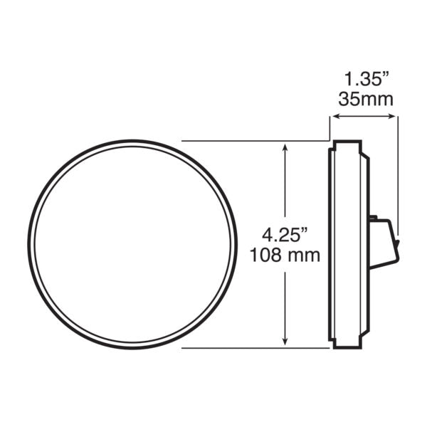 PM M817R-36 LED Stop/Turn/Tail, Round, AMP, Grommet-Mount, 4″, red